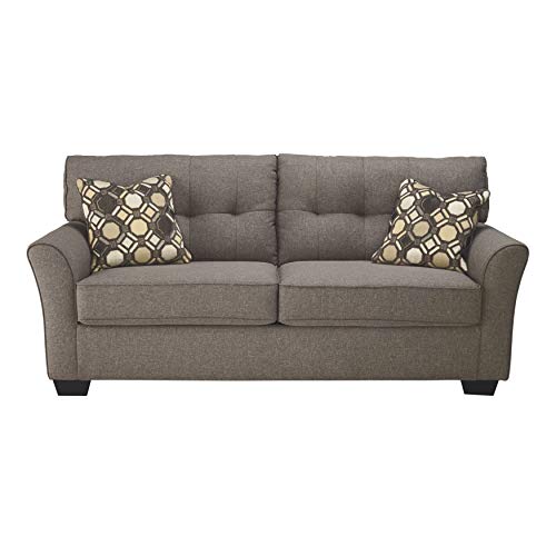 Signature Design By Ashley Tibbee Tufted Modern Full Sofa Sleeper With 2 Accent Pillows, Dark Taupe #TOP7