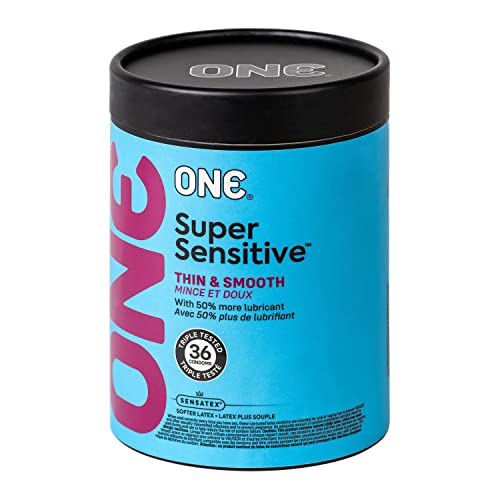 ONE Condoms Super Sensitive | Lubricated Latex Condoms | 36 Pack