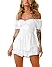 Produktbild MUCOO Damen Schulterfrei Knoten Jumpsuits Romper Layer Rüschen Saum Shorts Playsuit Gr. Medium, A-weiß