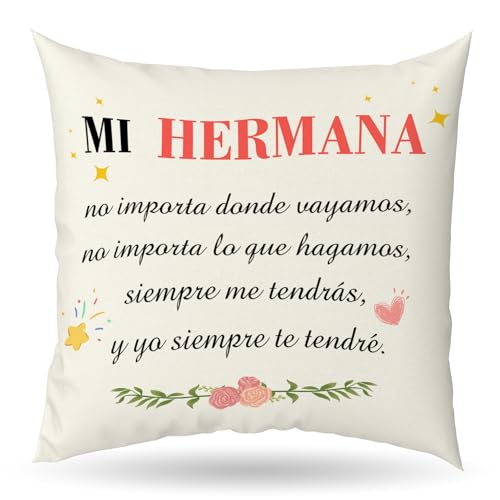 Regalo Hermana Funda Cojin Regalos De Reyes para Mujer Regalos para Hermana Cumpleaños Regalo para Mi Hermanas Originales Ideas Reyes por San Valentin Mujer Navidad Originales