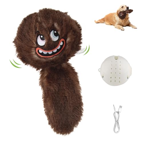 PETGEEK Interactive Dog Ball, Squeaky Dog Toys with Music and Recording, Rechargeable Vibrating Dog Ball for Small/Medium/Large Dogs, Enrichment Toys for Dogs to Keep Them Busy (Brown)