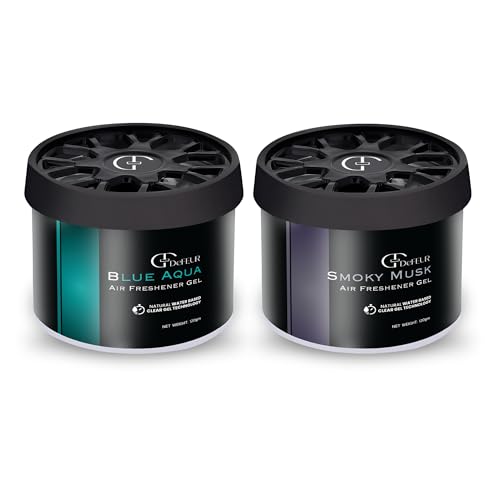 Image of Blue Aqua & Smoky Musk Gel Car Perfume | 120g Leakproof Air Freshener | Aqua Scent Car Perfume | Long-Lasting 30 Days | Premium Car Accessories | Musk Car freshener | Pack of 2