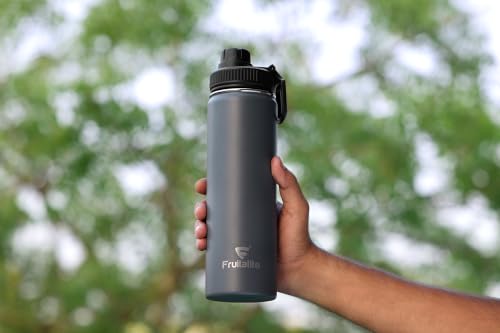 Image of Fruitalite Insulated Water Bottle- 700ml with Screw /Spout Lid, Leak-Proof Stainless Steel Double-Wall Vacuum Thermosteel Travel Thermo Flask | Stays Hot 12 Hours /Cold 24 Hours- Smokey Grey