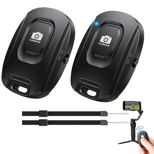 Télécommande Bluetooth Selfie sans Fil 2pcs – Portée 50m Easy to Pair, Déclencheur Photo Compatible avec iPhone Android Caméras, Fingertip Wireless...
