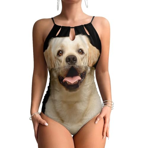 Maillot de bain contrôle ventre femme imprimé Golden Retriever sculptant