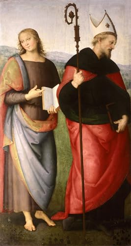 St Jean l'Evangéliste et St Augustin d'Hippone Pietro Perugino affiche pour habiller un mur vide