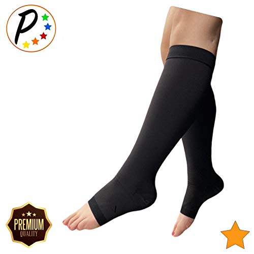 Image of Presadee Premium Sheer 15-20 mmHg Moderate Compression Leg Calf Open Toe Socks