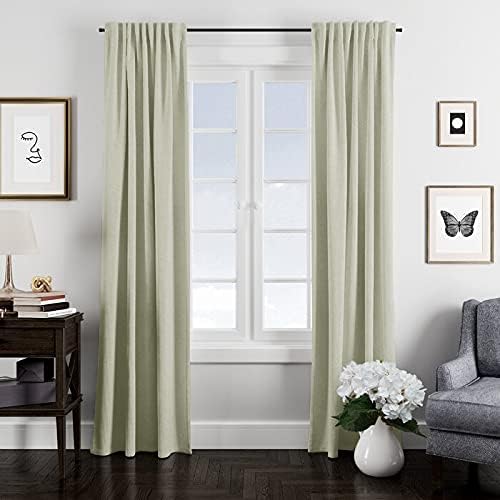 Image of LINENWALAS Cotton Curtains Set of 2, Canvas Long Door Curtains for Home Decor, Hangs Elegantly with Back Loops (4.5x9 ft, Silver)