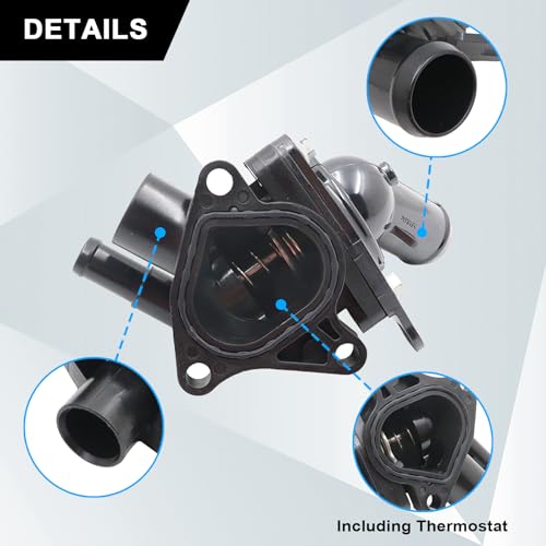 Image of SecosAutoparts Coolant Thermostat Housing, Fit for Honda Civic 2002-2005 2.0L, CR-V 2002-2006 2.4L, Fit for Acura RSX 2002-2006 2.0L l4, Replace# 19320-PNA-003, 19301-PNA-003