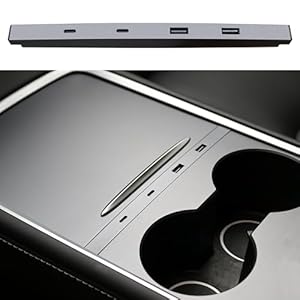 Leikaendi Auto USB-hub multiport oplader voor Tesla Model 3 Model Y accessoires 2021-2023, USB-dock laadstation voor Tesla auto middenconsole