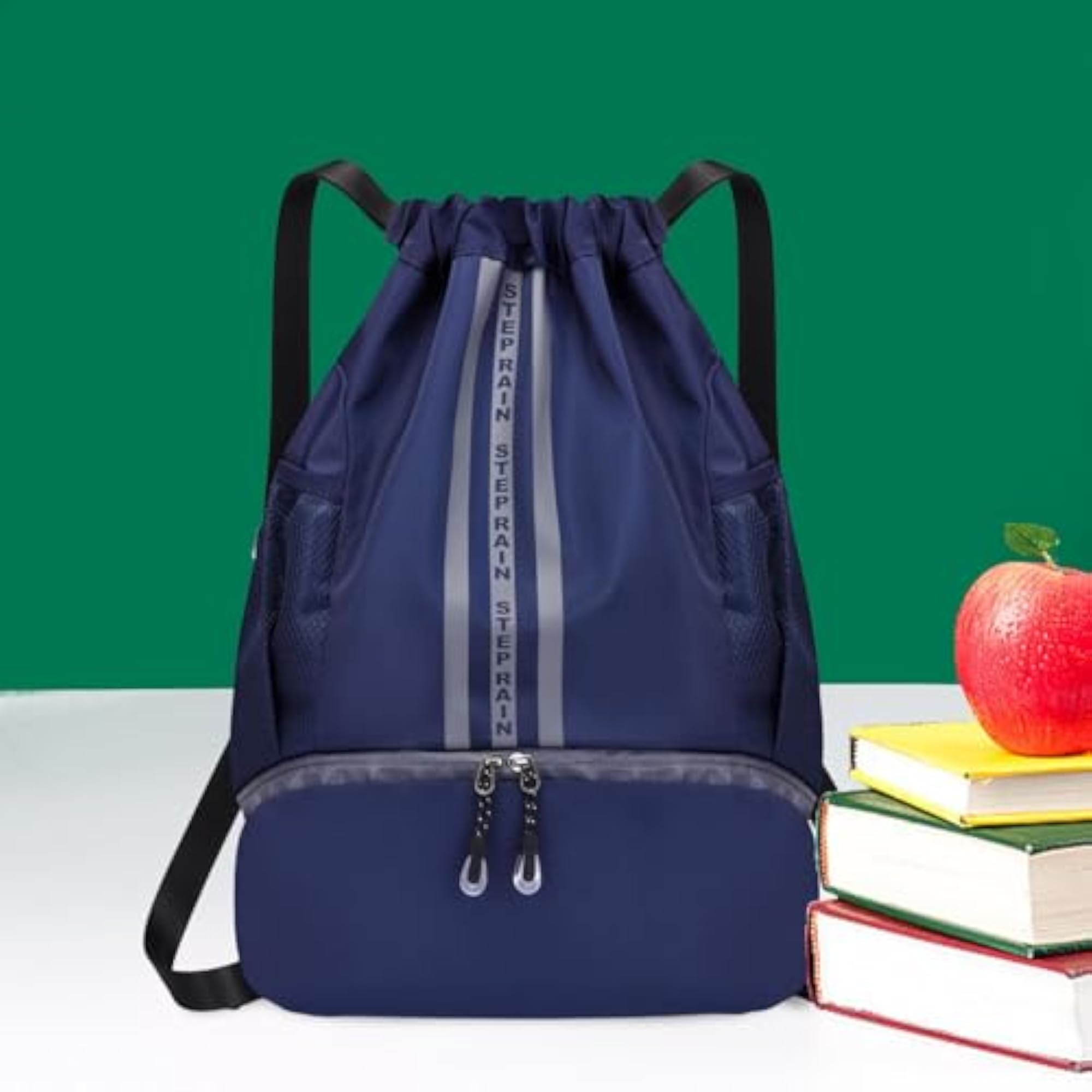 Drawstring Backpack Shoulder Bags Women Rucksack Dark Blue