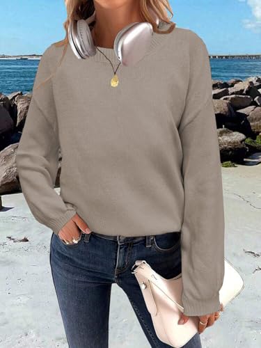 Mrskoala Womens Tops Casual Knit Sweater Long Sleeve Pullover Loose Shirts Fall Clothes4