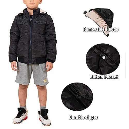 SNOW DREAMS Boys Winter Coat Ski Jacket Puffer Fleece Lined Waterproof Camouflage Warm Hooded Outerwear4