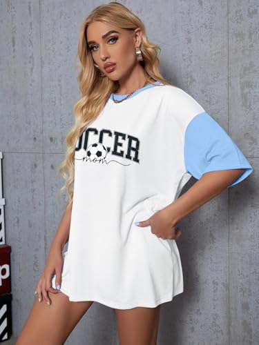 Image of ALLTB Soccer Cup 2026 Shirt Soccer Mom Shirts Women Oversized Football Match Season Jersey Bow T-Shirt Short Sleeve Top