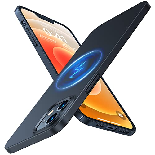 TORRAS Magnetic Slim Case for iPhone 12/12 Pro - Ultra Thin Durable Protection, Silky Matte Finish, 6.1" Graphite Black