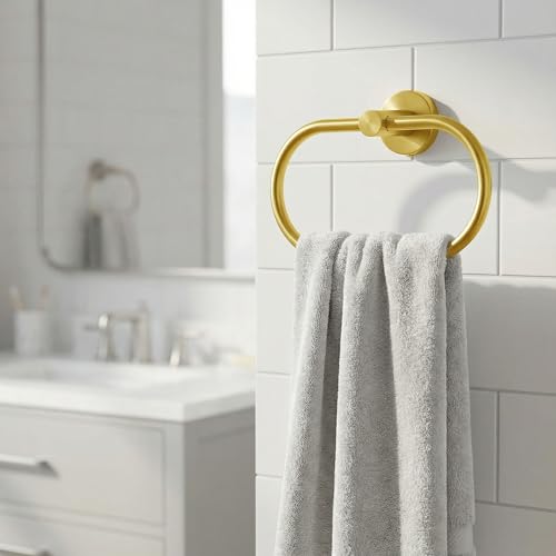 Toilettenpapierhalter/Handtuchring, Eolax Gold Bad-Accessoires, Perforierter Rollenhalter und Handtuchhalter aus Edelstahl, Wandmontage, 2 Stück