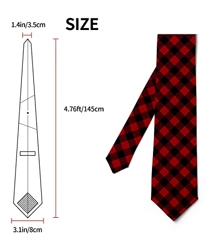 Lelemate Classic Formal Necktie Leisure Neck Tie For Mens Boys Weddings Party Festival Gifts (Buffalo Check Red Black Grid Plaid Pattern) #TOP2