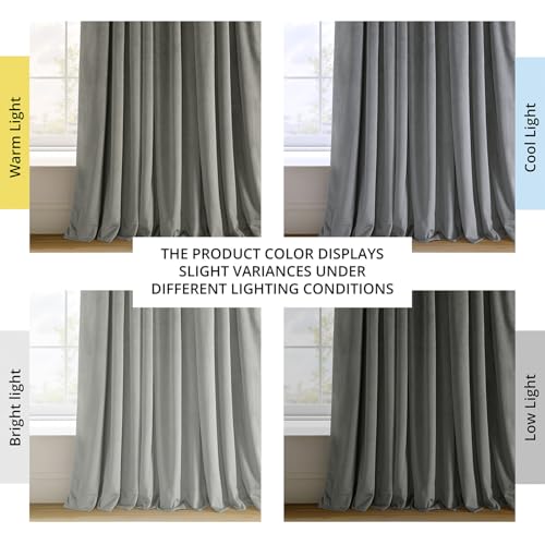 HPD Half Price Drapes Signature Velvet Thermal Blackout Curtains for Living Room 108 Inch Long (1 Panel) Rod Pocket Insulated Blackout Curtains for Bedroom Window Curtains, 50W x 108L, Silver Grey