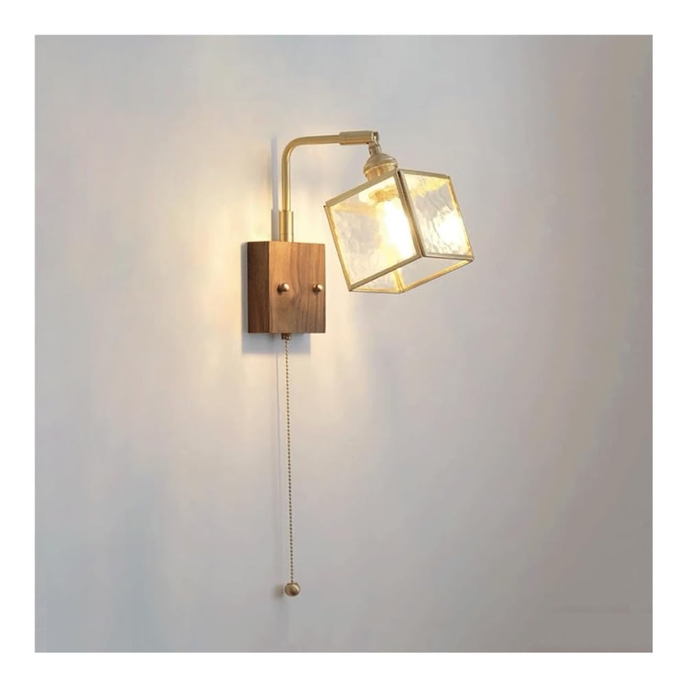SXECAEPS Wall Sconce, Brass Glass Lamp Light Fixture for Bedroom, Living Room, Reading