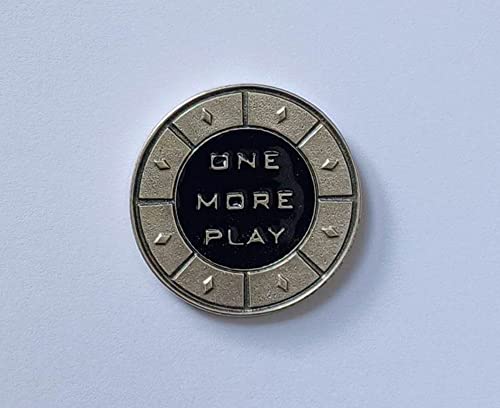 Versilberte schwarze Spielermünze. Entscheidungsmünze One more play or Go to bed? Entscheidungsstart. Geschenkidee für leidenschaftliche PC, Computer, Video games, Videospiele, Nerd-Gamer