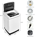 Giantex Full Automatic Washing Machine, 2 in 1 Portable Laundry Washer 1.5Cu.Ft 11lbs Capacity Washer and Spin Dryer Combo 8 Programs 10 Water Levels Effort Saving Top Load Washer for Apartment Dorm