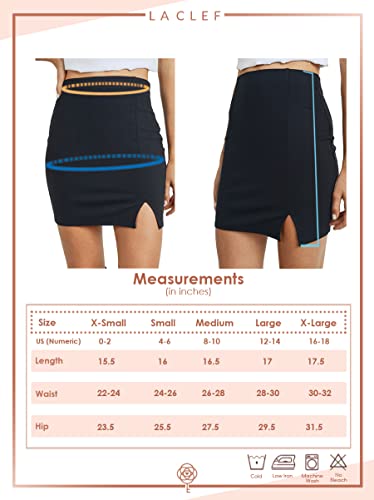 Laclef Womens Mini Fitting Split Skirt (Small, Black Solid) #TOP5