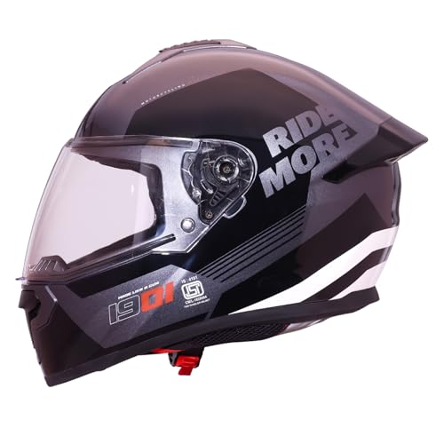 Image of Royal Enfield Override FF RIDEMORE Full Face Helmet | Spoiler & Air-Vent System | High-Impact ABS Shell | Certification: ISI & DOT | UV Treated Visor | Micrometric Buckle Stellar Blue XL