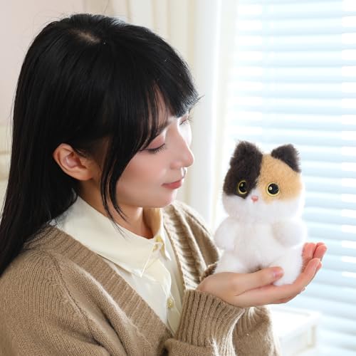 Image of Ditucu Palm-Sized Calico Cat Stuffed Animals Cute Soft Plush Dolls Small Plushies Toys Gifts for Kids 6 inch