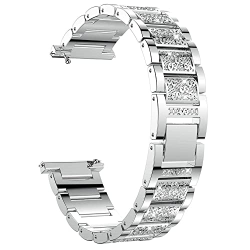 Blueshaweu 18mm 20mm 22mm Bracelet,bracelet en acier inoxydable strass,Courroie en métal avec raccords de rechange réglables hommes et aux femmes (22mm,...