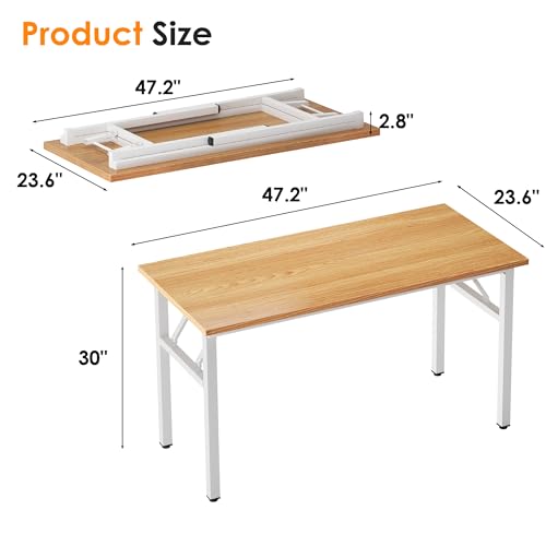 Need 47 inches Computer Desk Office Desk Folding Table with BIFMA Certification Computer Table Workstation,Teak White AC5BW-120