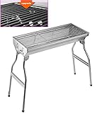 ITTA X-Large 28' Barbecue Charcoal Grill Stainless Steel Folding Portable BBQ Tool Kits for Outdoor Cooking Camping Hiking Picnics Tailgating Backpacking or Any Outdoor Event (for 5-15 Persons)