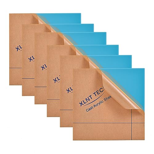 Image of 6 PCS Light Blue Cast Acrylic Opaque (no-Transparent) Plastic Sheet 8 x 8 Inch (.118 inch Thick), for Signs, DIY Projects.