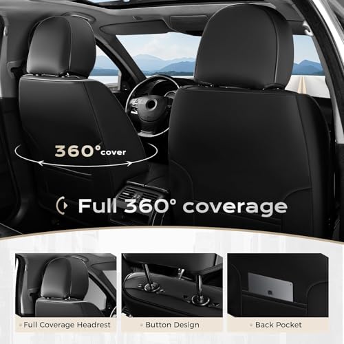 Image of Coverado Car Seat Covers, Front Covers for Cars, Car Seat Cover Front Seats, Automotive Seat Cover, Waterproof, Leather Car Seat Cushion, Universal Interior Seat Protectors for Most Cars