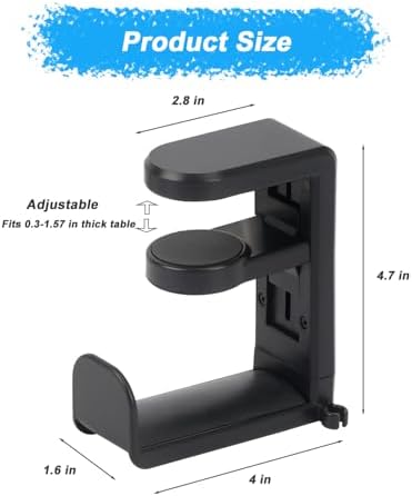 Galiejar Universal Headphone Hook & Headset Holder, Black - 2