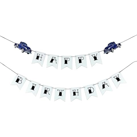 All Things Rockabilly Blue 1950s Vintage Truck Birthday Banner - Happy Birthday Classic Truck Banner for Boys, Girls, Kids, Adults Cover
