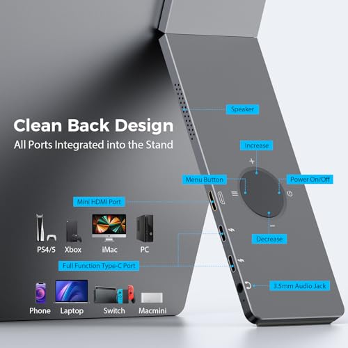 Image of KYY Portable Monitor for Laptop, Travel Monitor with Stand Support Two Mode | 15.6'' Laptop Screen Extender Ultra Slim, Laptop Display w /Dual Speakers, Travel Screen Extender for PC Phone Xbox PS Switch
