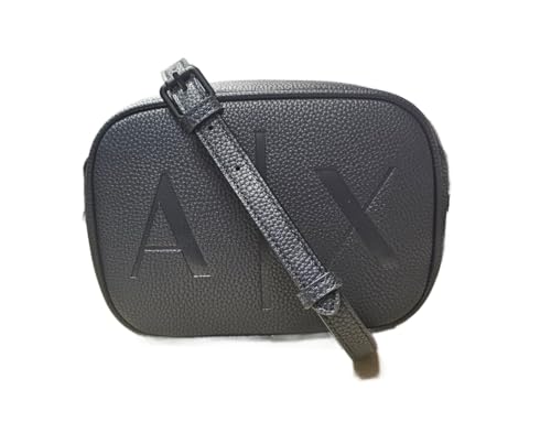 Armani Exchange 942047-PH072 Bolsa de ombro feminina de couro granulado com ferragens de metal, Azul marinho