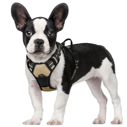 rabbitgoo Harnais Chien S Arnais Beige Anti Traction Réfléchissant Gilet Réglable pour Chien,...