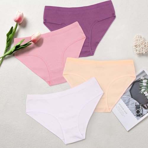7 Pack Cotton Underwear for Women Sexy Low Rise Ribbed Hipster Breathable Soft Womens Bikini Panties Cheeky - Image 5
