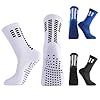Zuimei 3 Pairs Kids Football Socks Grip Socks, Anti-Slip Football Sock Nonslip Football Kids Ankle Sock for Running Training Sporting for Boys Girls Size 4-5.5(Black+White+Blue)