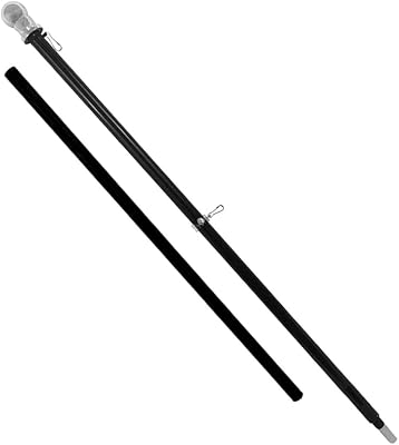 6ft Black Spinning Tangle-Free Flag Pole for House, Building, Porch