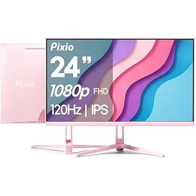 Pixio PX246 Wave Pink 24 inch 120Hz Refresh Rate FHD 1080p Resolution IPS Panel 4ms GTG Response Time Gaming Monitor with Adaptive Sync