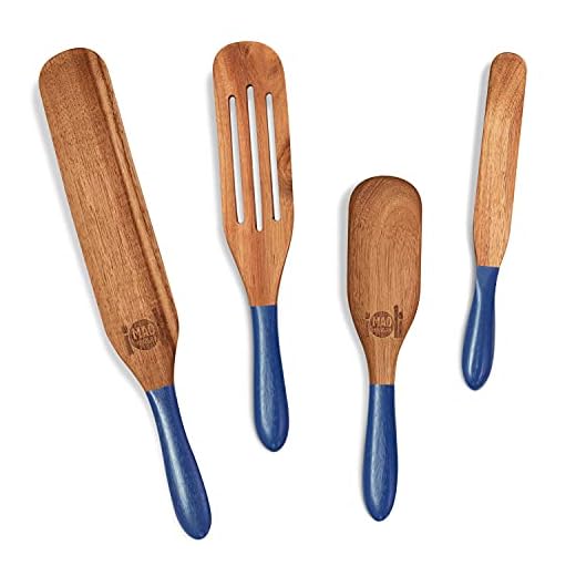 As Seen on TV, Mad Hungry Spurtle 4pc Set, Acacia Premium Wood Finish, Cooking Utensils For Non Stick Cookware, Baking, Whisking, Smashing, Scooping, Spreading, Serving and More.