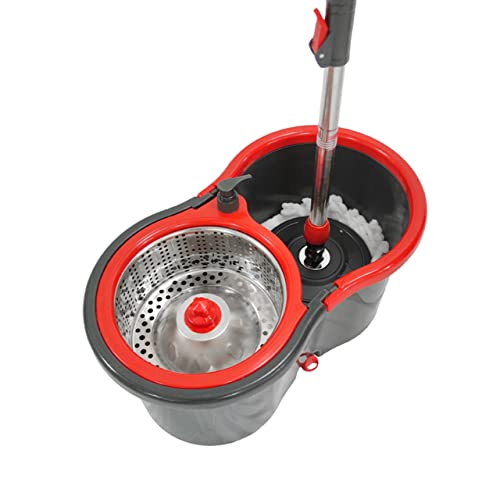 Mop Giratório Pró com Centrífuga em Inox alta performance Vermelho e Cinza - Powermaid