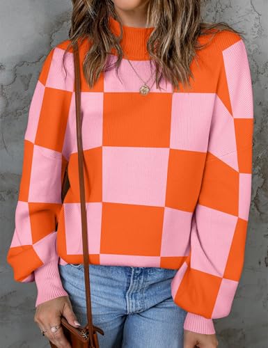Image of ZESICA Women's 2026 Fall Striped Pullover Sweaters Tops Fashion Outfits