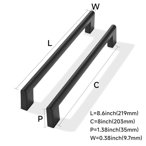 CABDM 10 Pack 8 Inch Hole Center Matte Black Cabinet pulls Heavy Duty Solid Hardware for bathrooms Dressing Tables cabinets and Kitchen cabinets. by CABDM - Used condition - Image 2