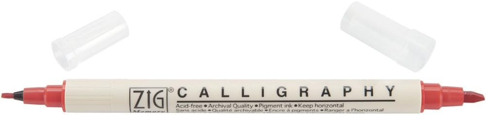 Zig Memory System Calligraphy Dual Tip Markers, Pure Red pack of 6