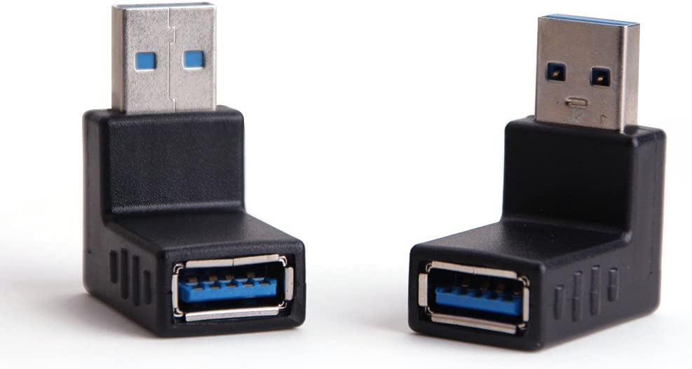 Image of [ 2 Pieces ] USB 3.0 Adapter 90 Degree Male to Female Combo Vertical Up and Down Angle Coupler Connector