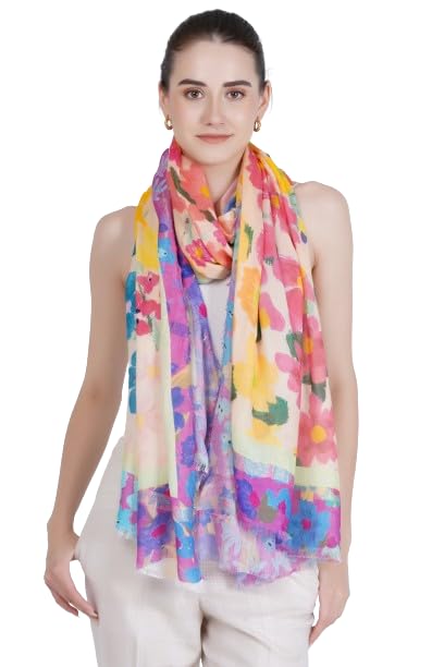 cashmere craft Floral Print Pure Cotton Women Fancy Scarf-picture-12