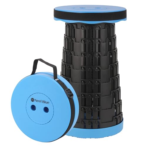 Trimming Shop Heavy Duty Foldable Collapsible Telescopic Stool, Portable & Adjustable Pop Up Stool Plastic Seat for Camping, Fishing, BBQ, Hiking, Indoor/Outdoor Use with Max Load 440lb - Royal Blue